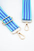 Two Tone Alternating Stripe Bag Strap in Aqua & Blue