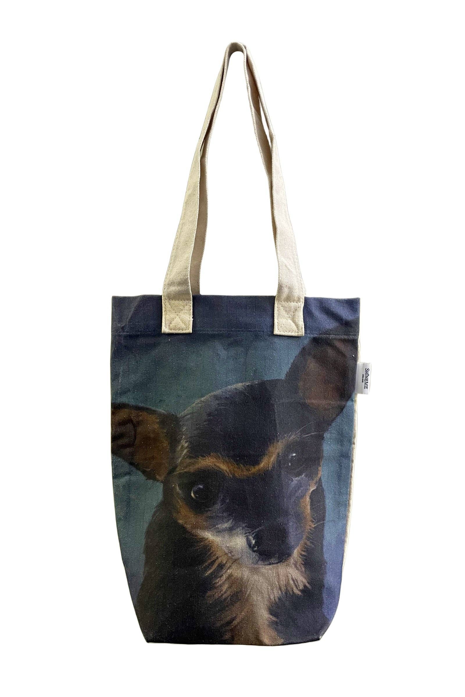 Chihuahua Dog Print Cotton Tote Bag (Pack of 3)