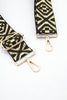 Gold Ikat Print Jacquard Woven Wide Bag Strap in Black