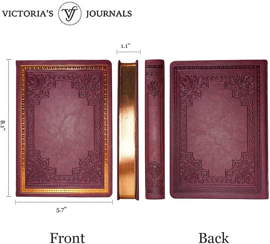 Victoria's Journals Antique Style Diary Hard Cover Burgundy