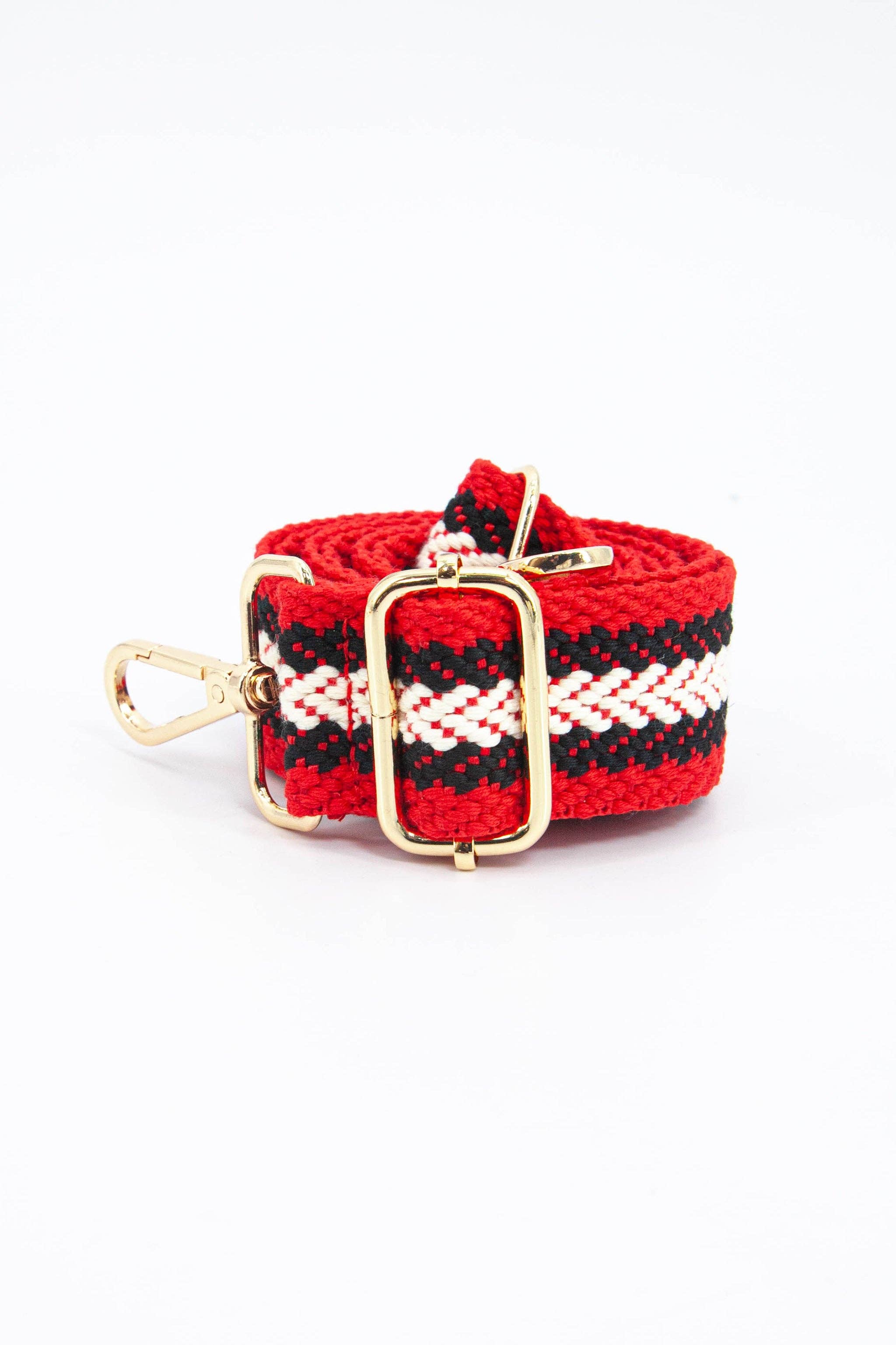 Contrasting Chevron Stripes Woven Bag Strap in Red & Navy