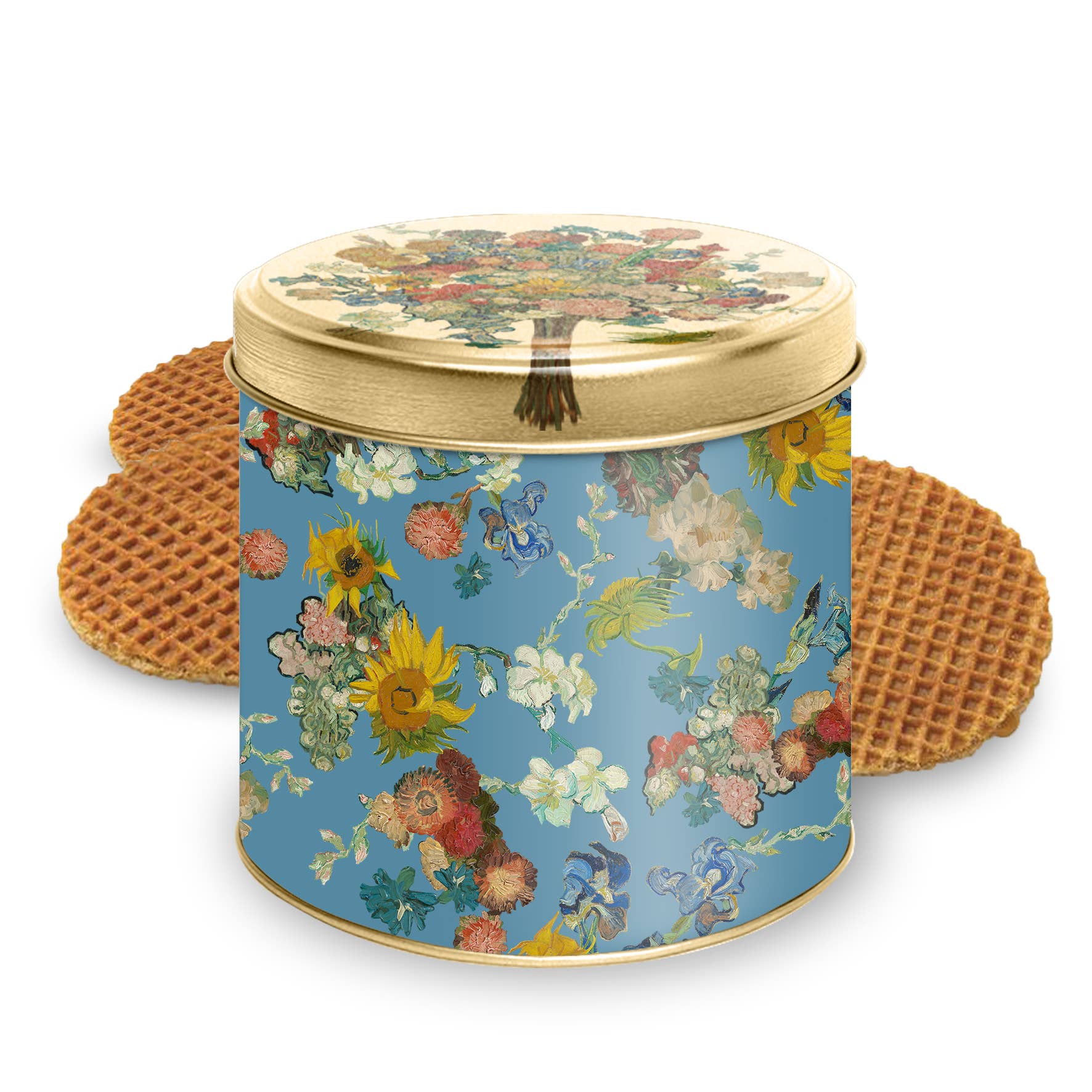 Storage Tin Van Gogh Flowers With Syrup Waffles