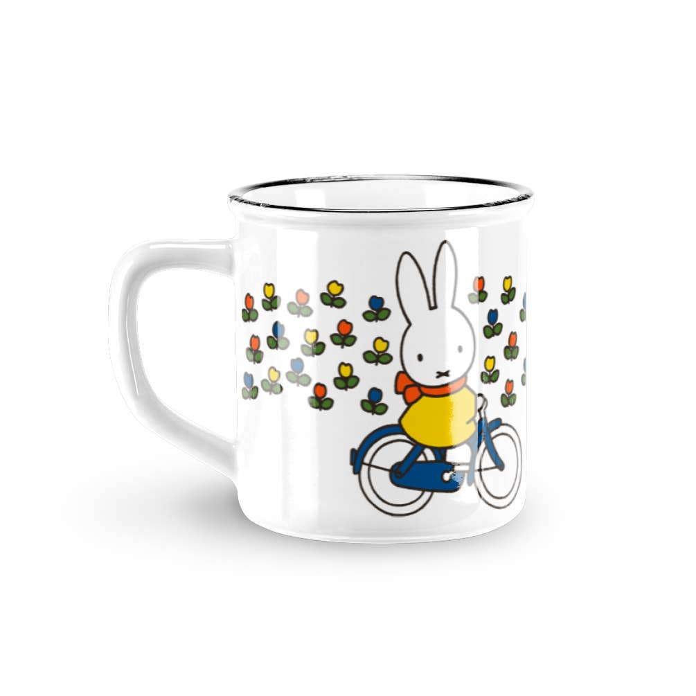 Ceramic Retro Mug Miffy Bike White