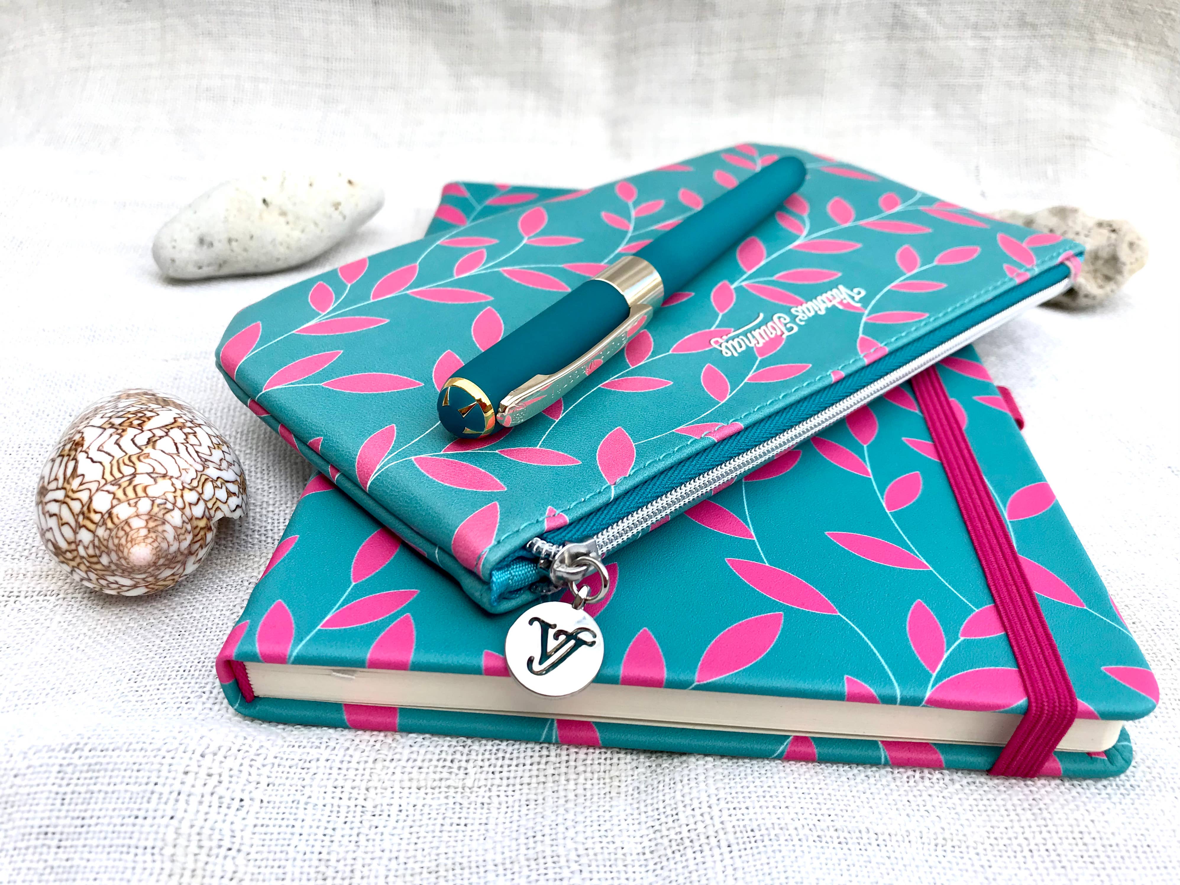 Vegan Leather Hard Cover Journal, Pouch and Pen Gift Set