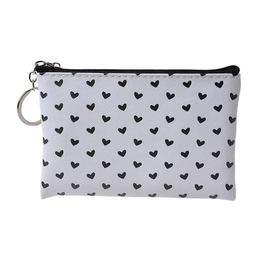 Jzpulbs-03 wallet 10x19 cm white black plastic hearts