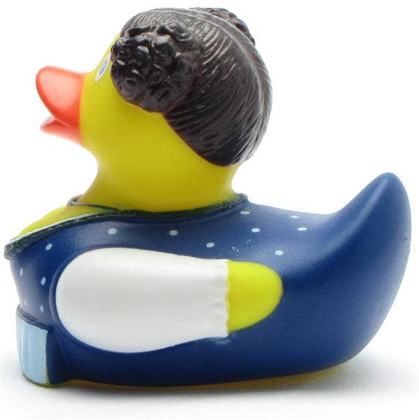 Zenzi rubber duck with blue apron - rubber duck