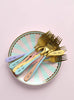 Pastel Rainbow Dessert Fork Set with Eyelashes