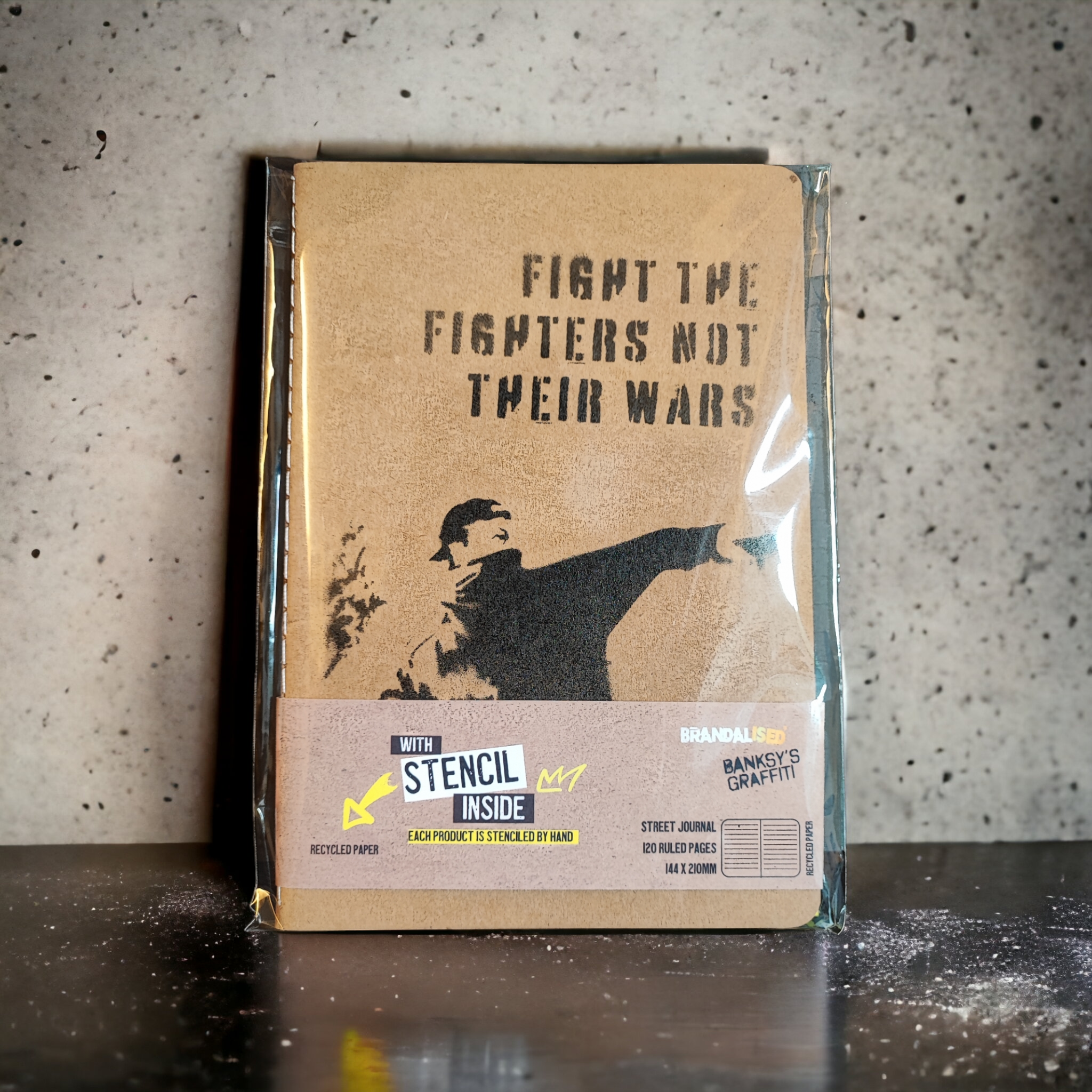 Banksy A5 Street Journal + Stencil - Fight the Fighters
