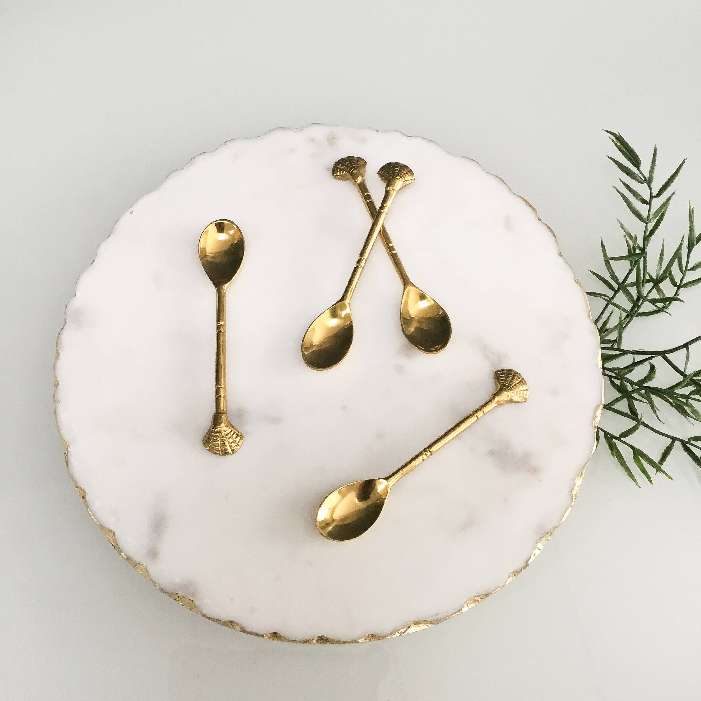 4-Piece Golden Seashell Spoon Set