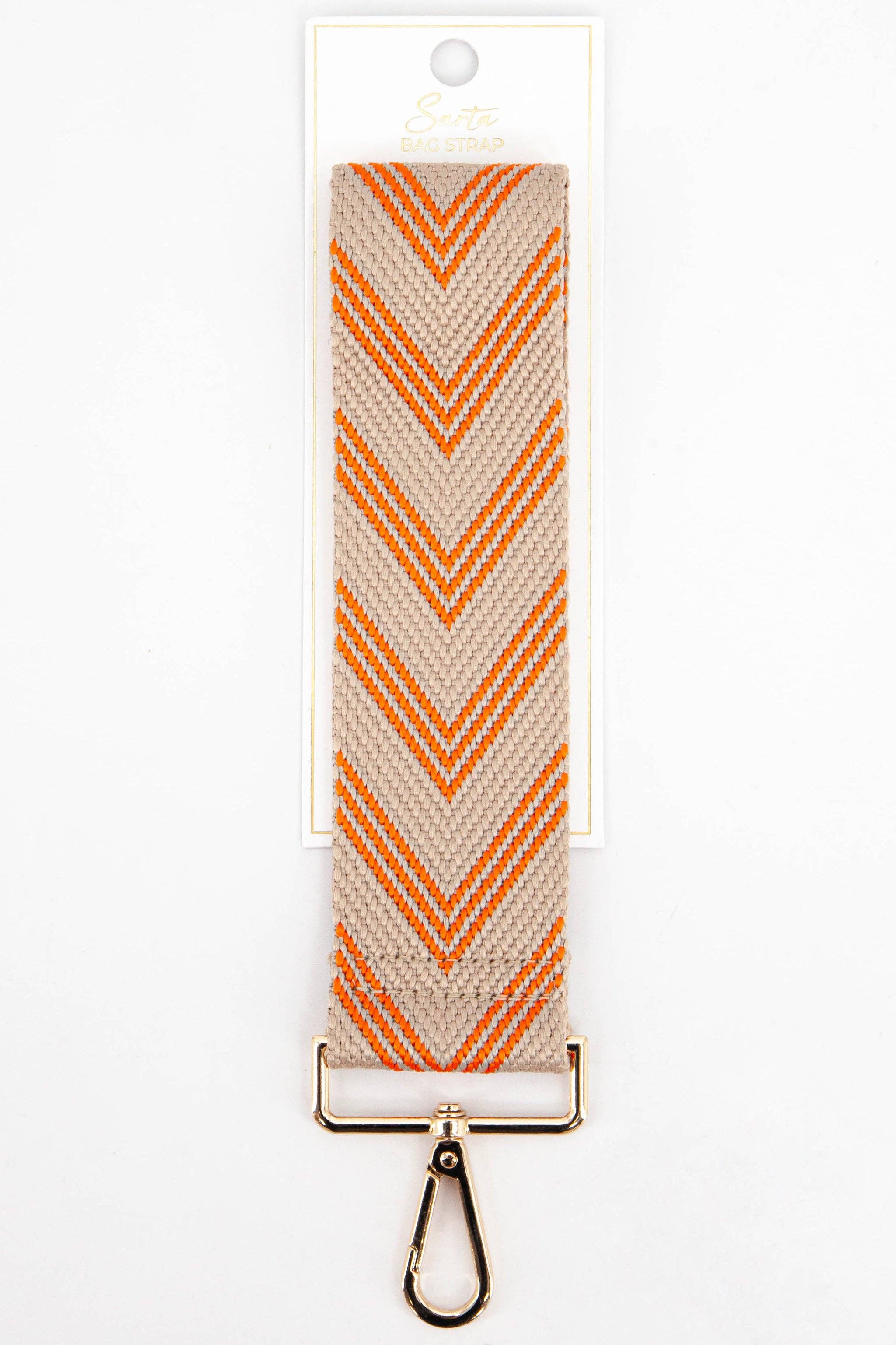 Two Tone Chevron Print Woven Wrist Strap in Orange