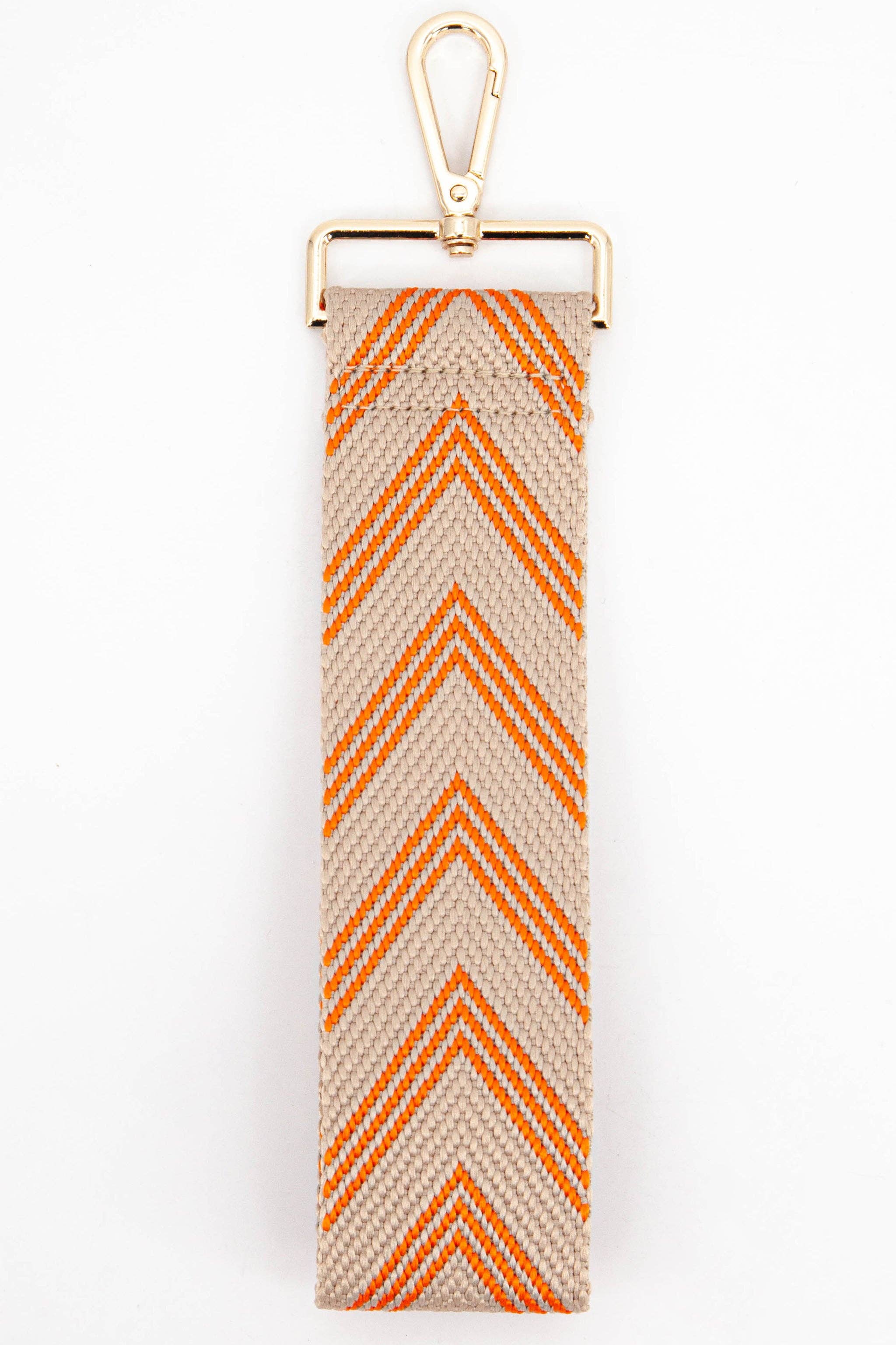 Two Tone Chevron Print Woven Wrist Strap in Orange