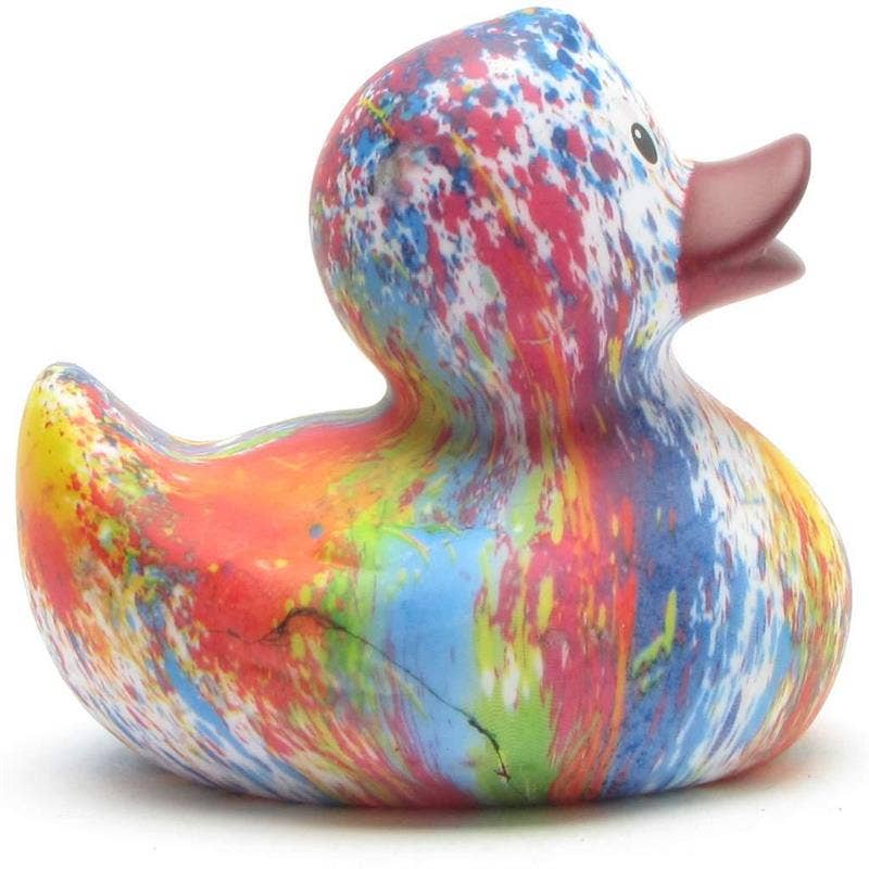 Rainbow rubber duck with purple beak - rubber duck