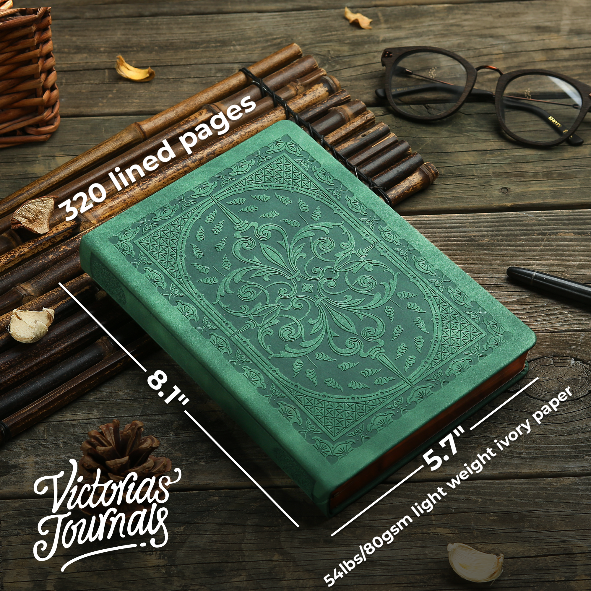 Victoria's Journals Vintage Style Diary Hard Cover (Green)