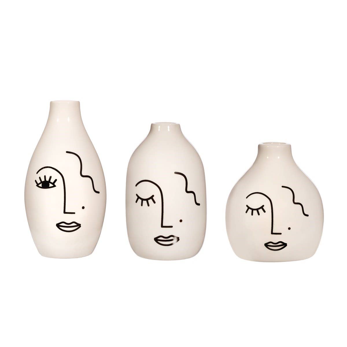 Abstract Face Vases- Set of 3