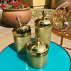 Gold Alum Elegant Etched Round Box w/ Polished Lid Medium