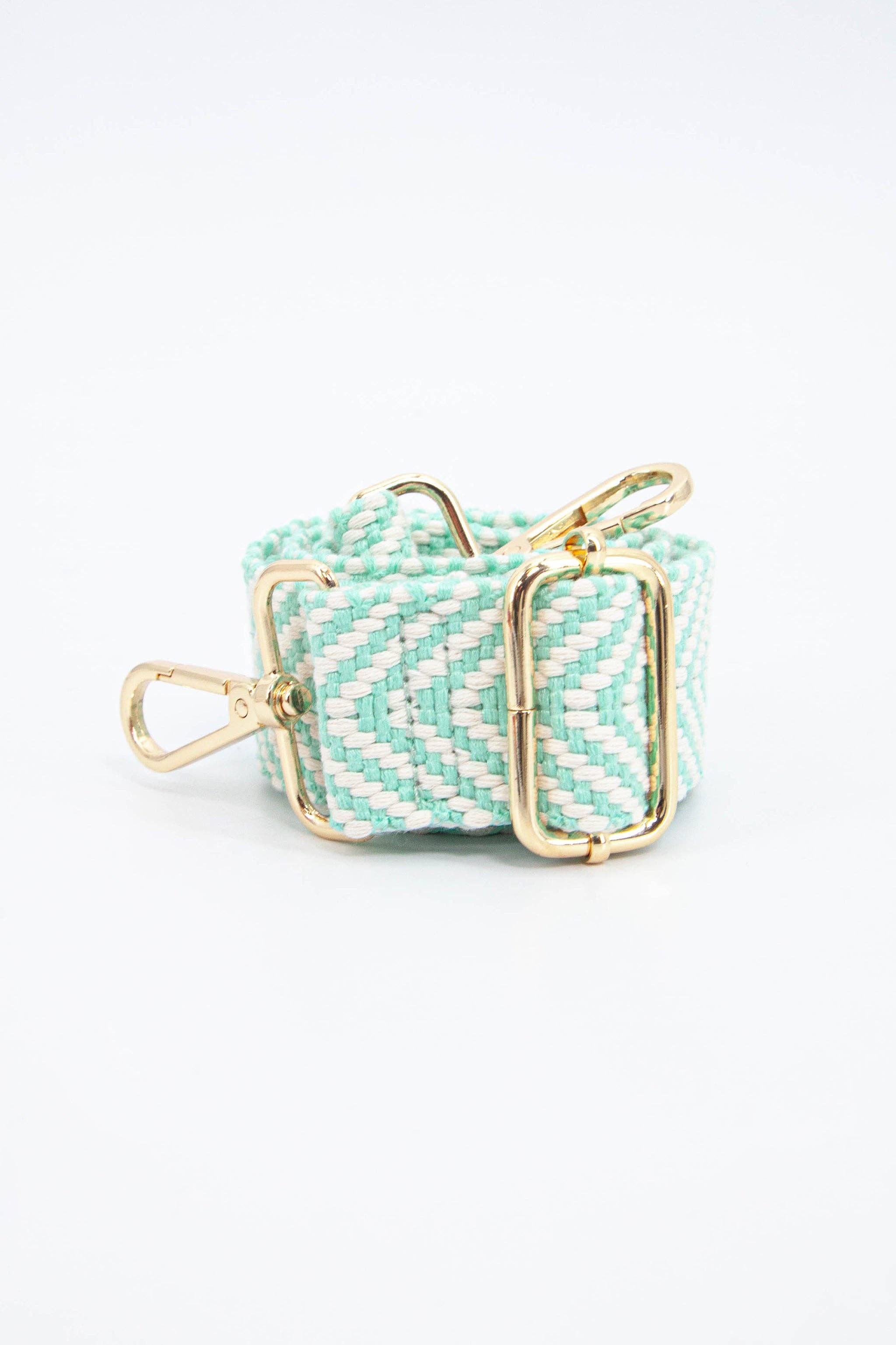 Woven Chevron Print Bag strap in Mint Green