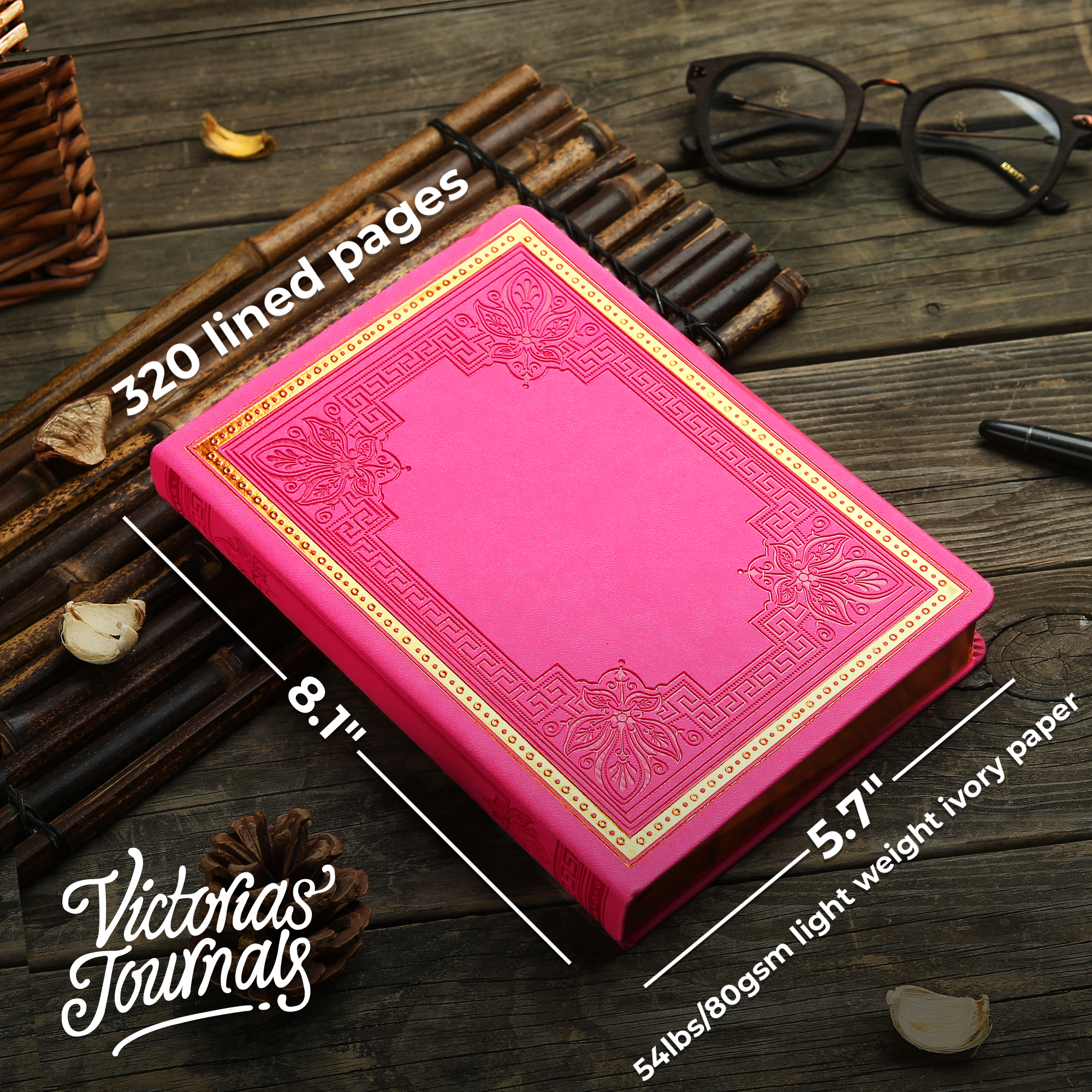 Victoria's Journals Antique Style Diary Hard Cover (Pink)