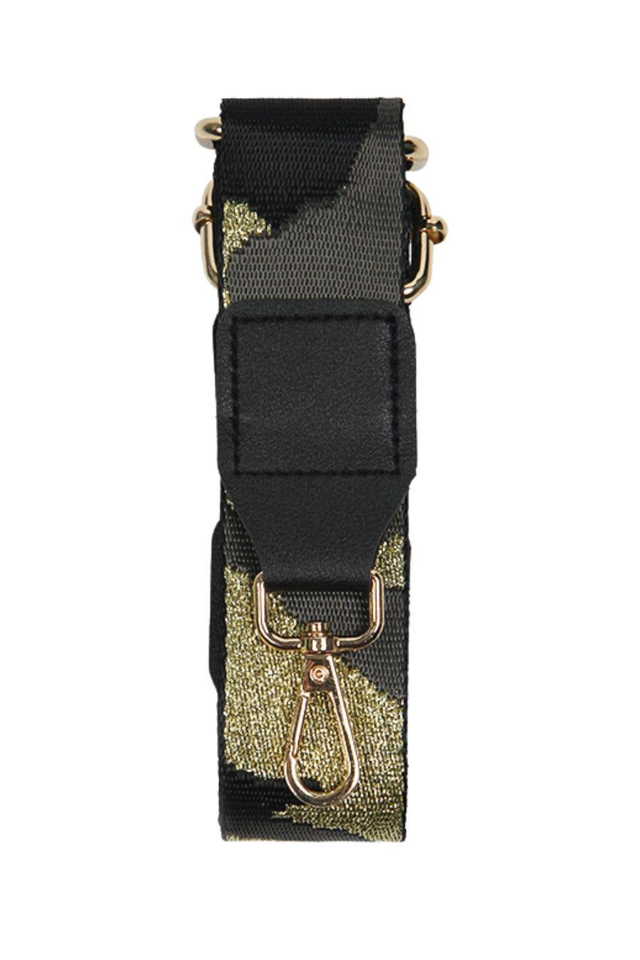 Black Glitter Camouflage Bag Strap