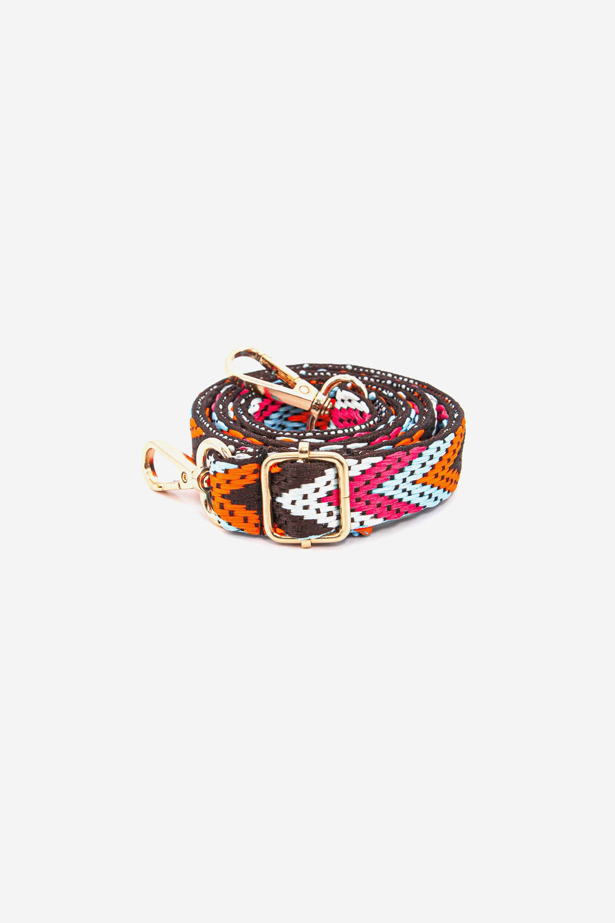 Chevron Print Thin Bag Strap in Orange & Blue