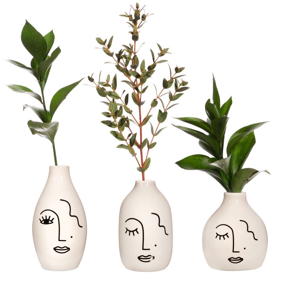 Abstract Face Vases- Set of 3