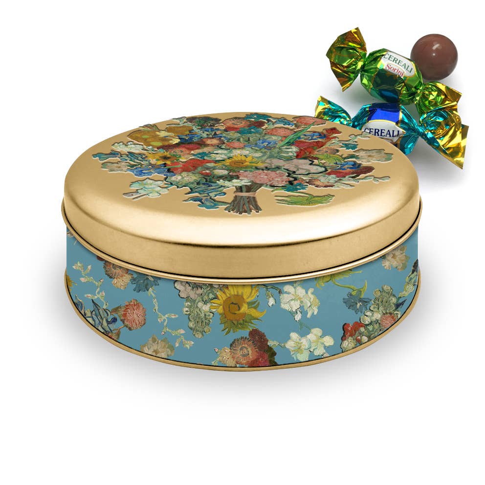 Storage Tin Van Gogh Flowers With Chocolates