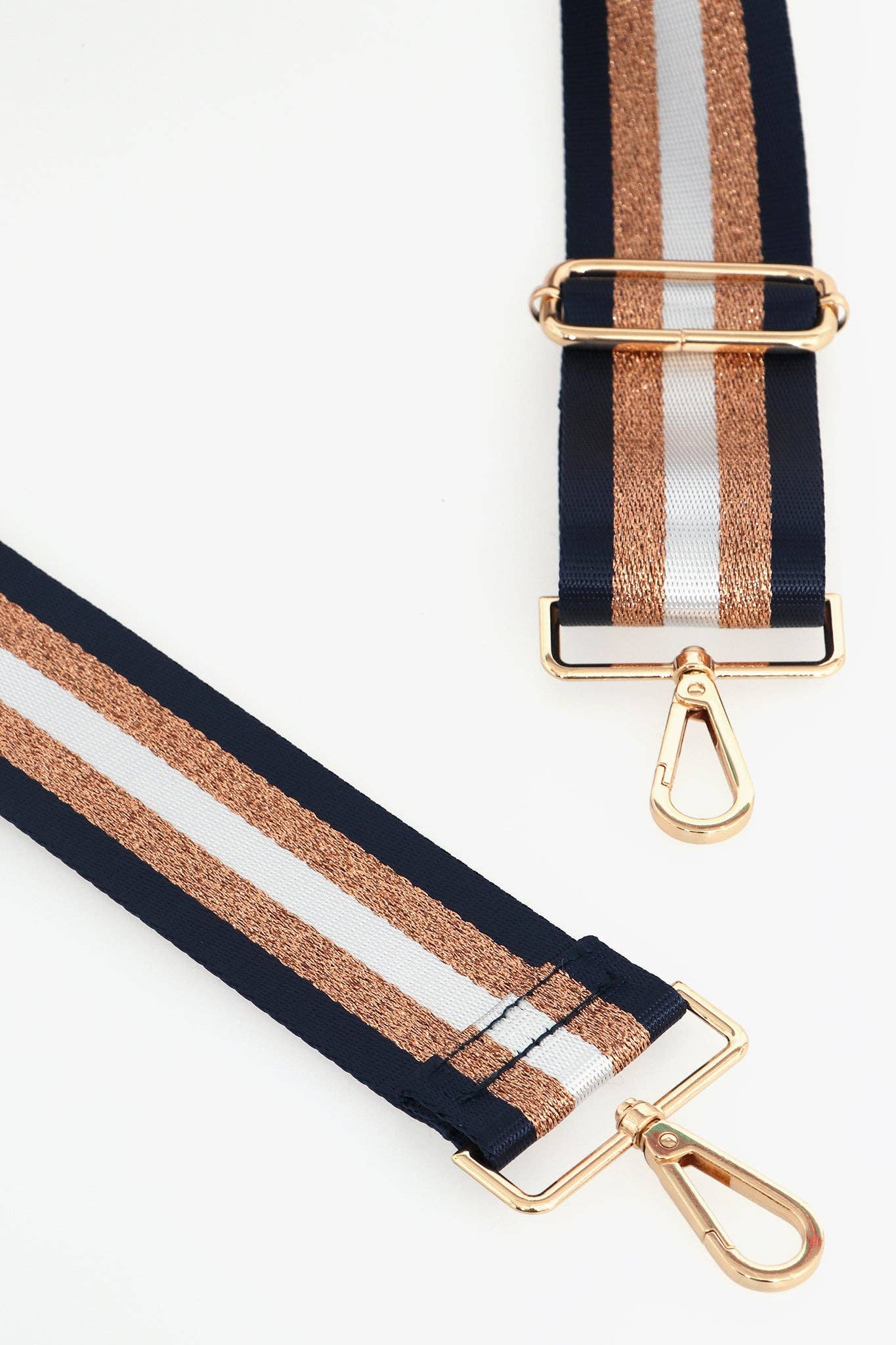 Denim Blue Gold Glitter Stripe Bag Strap