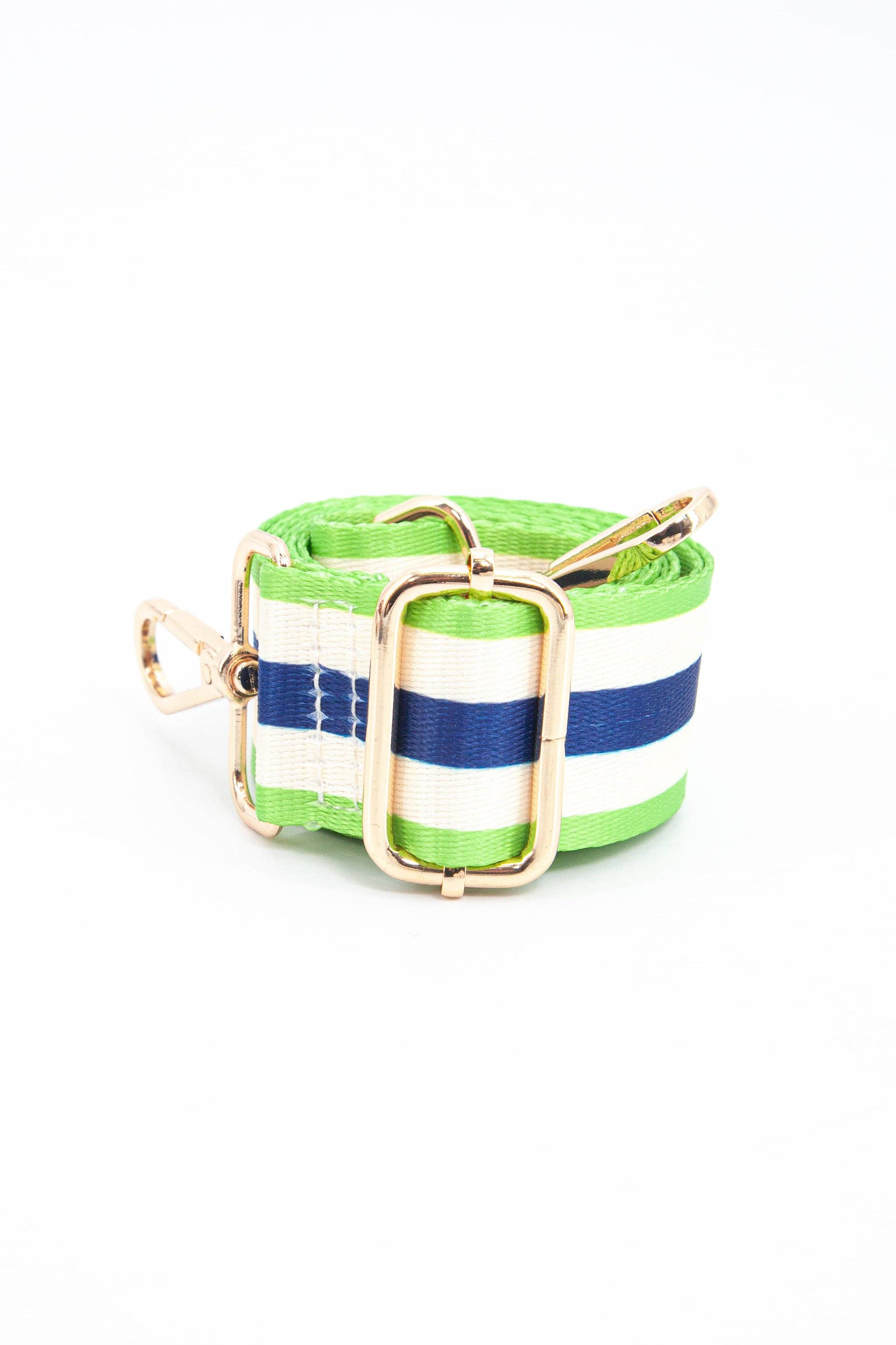 Contrasting Colourblock Striped Bag Strap in Blue & Lime