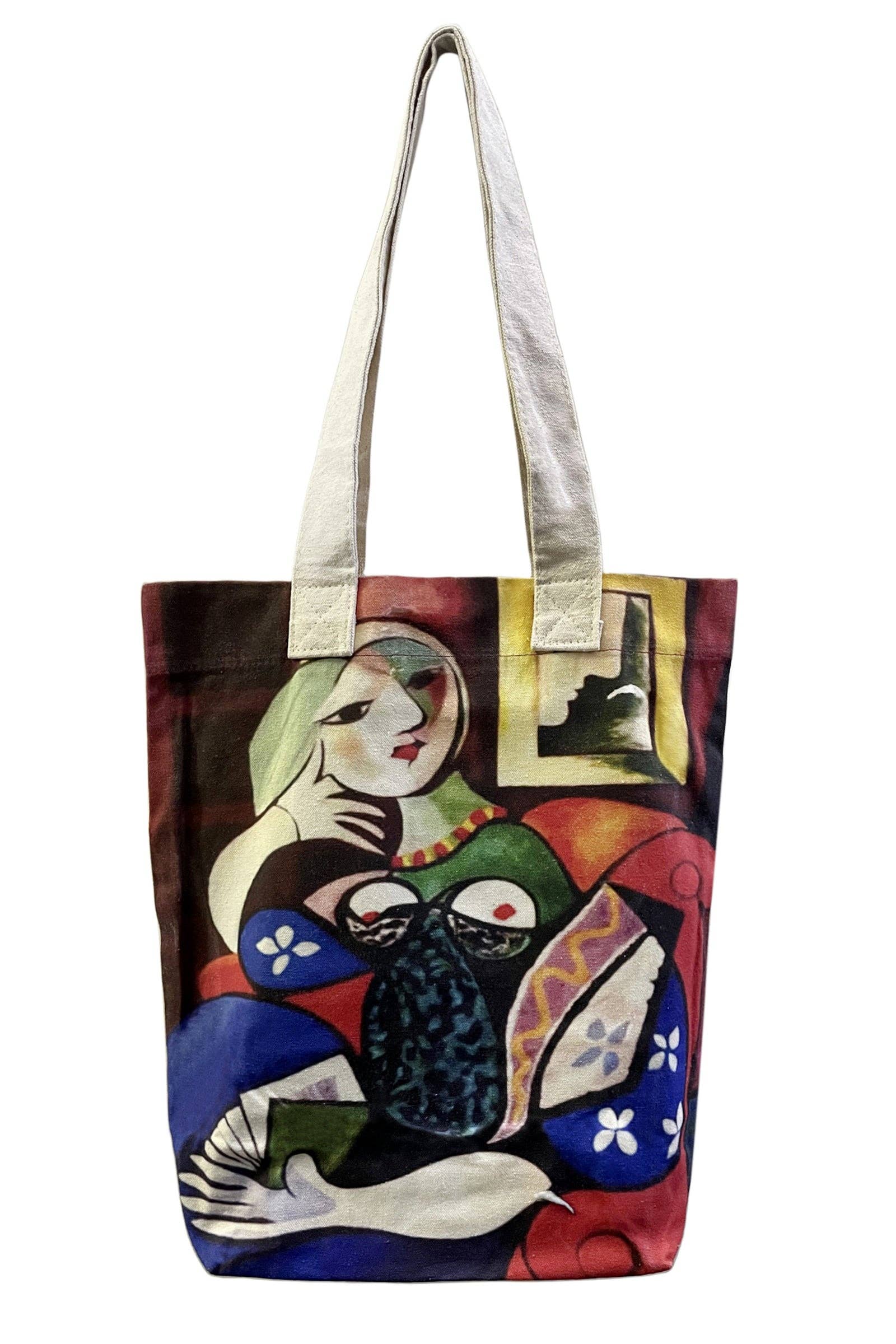 Picasso Woman with Book Art Print Cotton Tote Bag Pack of 3