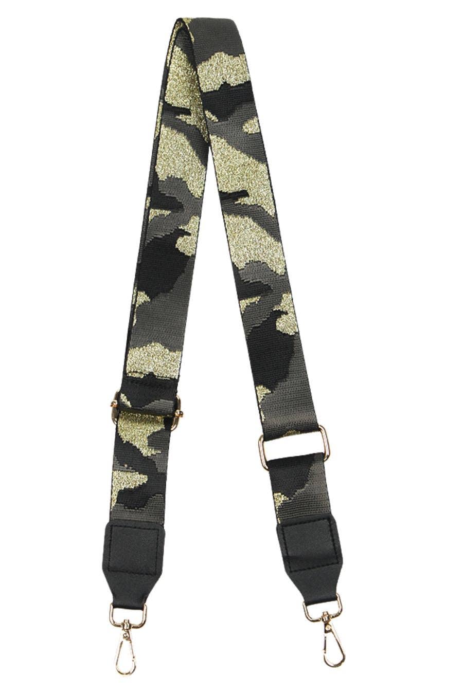 Black Glitter Camouflage Bag Strap