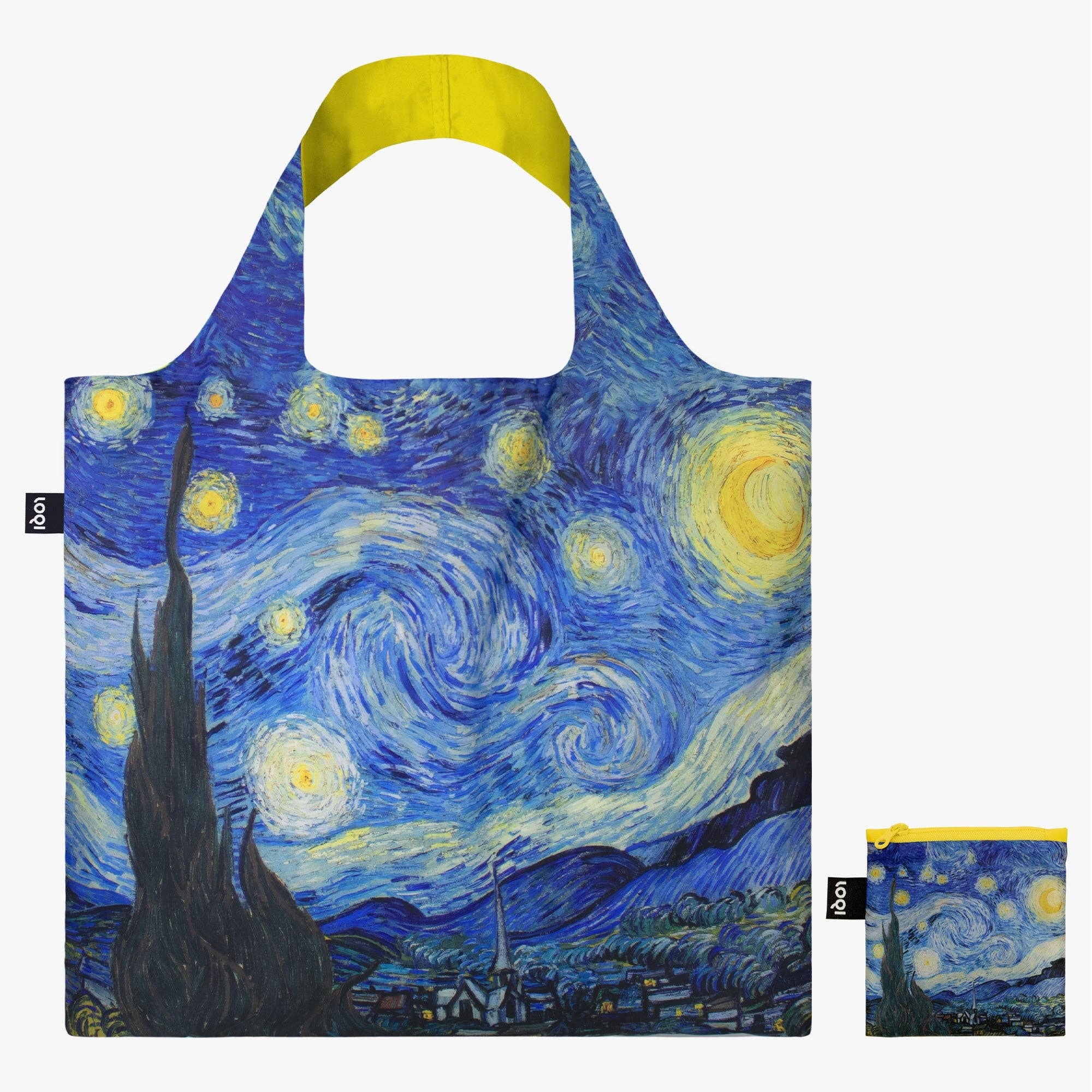 VINCENT VAN GOGH Starry Night Neon Yellow Recycled Bag