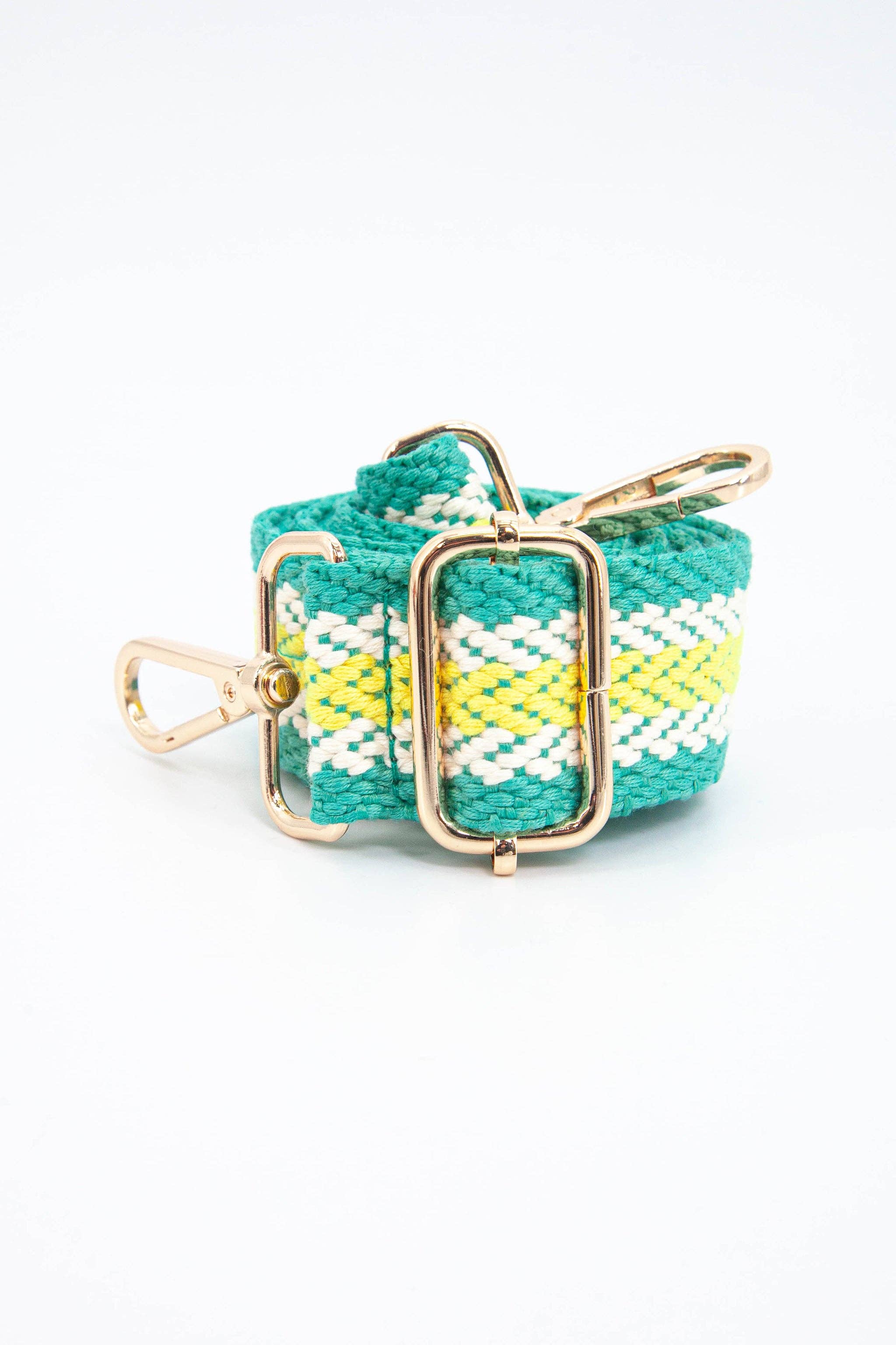 Contrasting Stripes Bag Strap in Turquoise & Lime