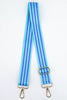 Two Tone Alternating Stripe Bag Strap in Aqua & Blue