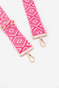 Two Tone Ikat Print Woven Bag Strap in Neon Pink