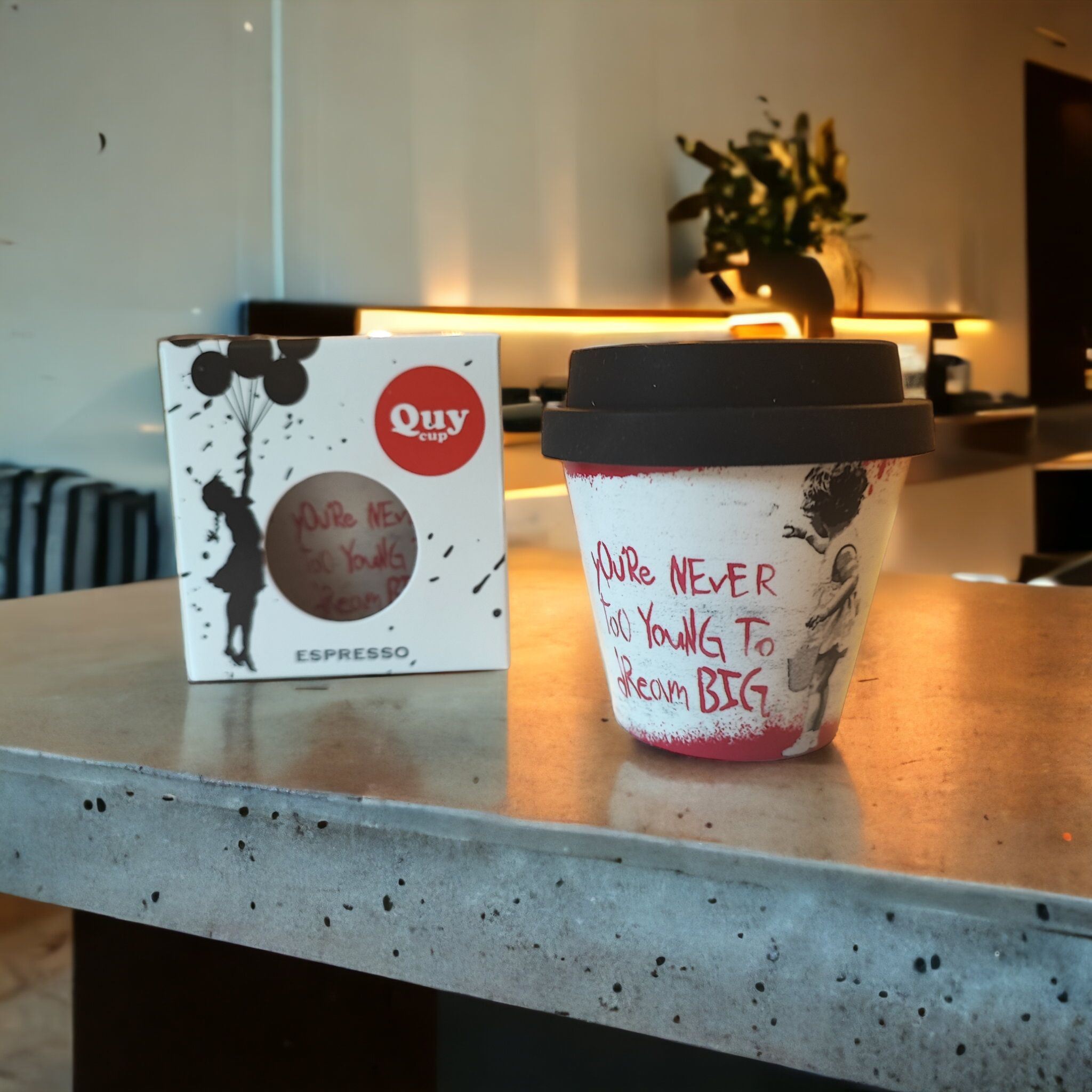Banksy Espresso Cup in RPET 90 ml - Dream Big