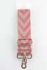 Woven Two Tone Chevron Print Bag Strap in Pink