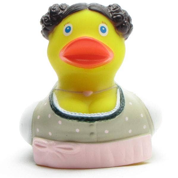 Zenzi rubber duck with pink apron - rubber duck