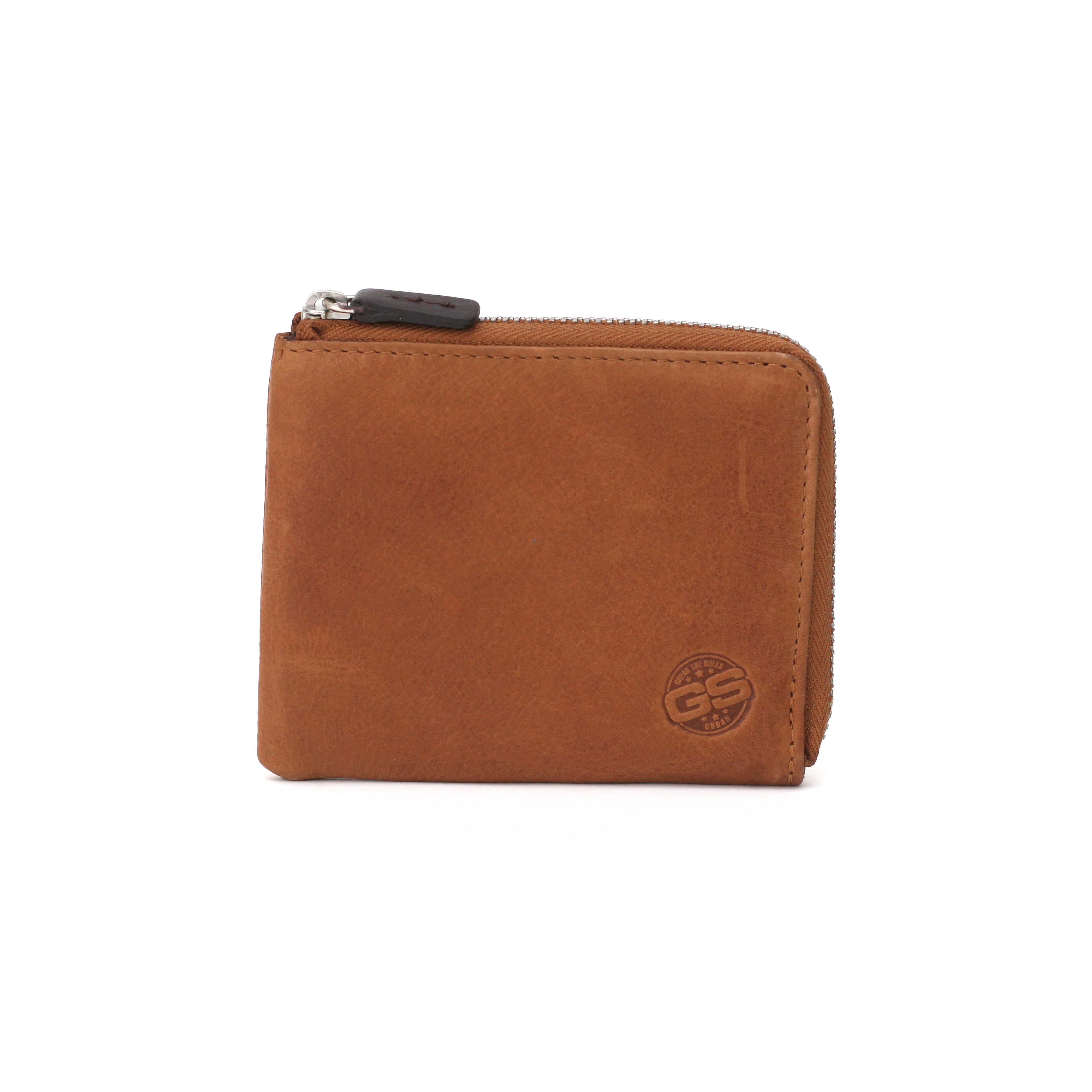 Leather wallet with outer pocket.