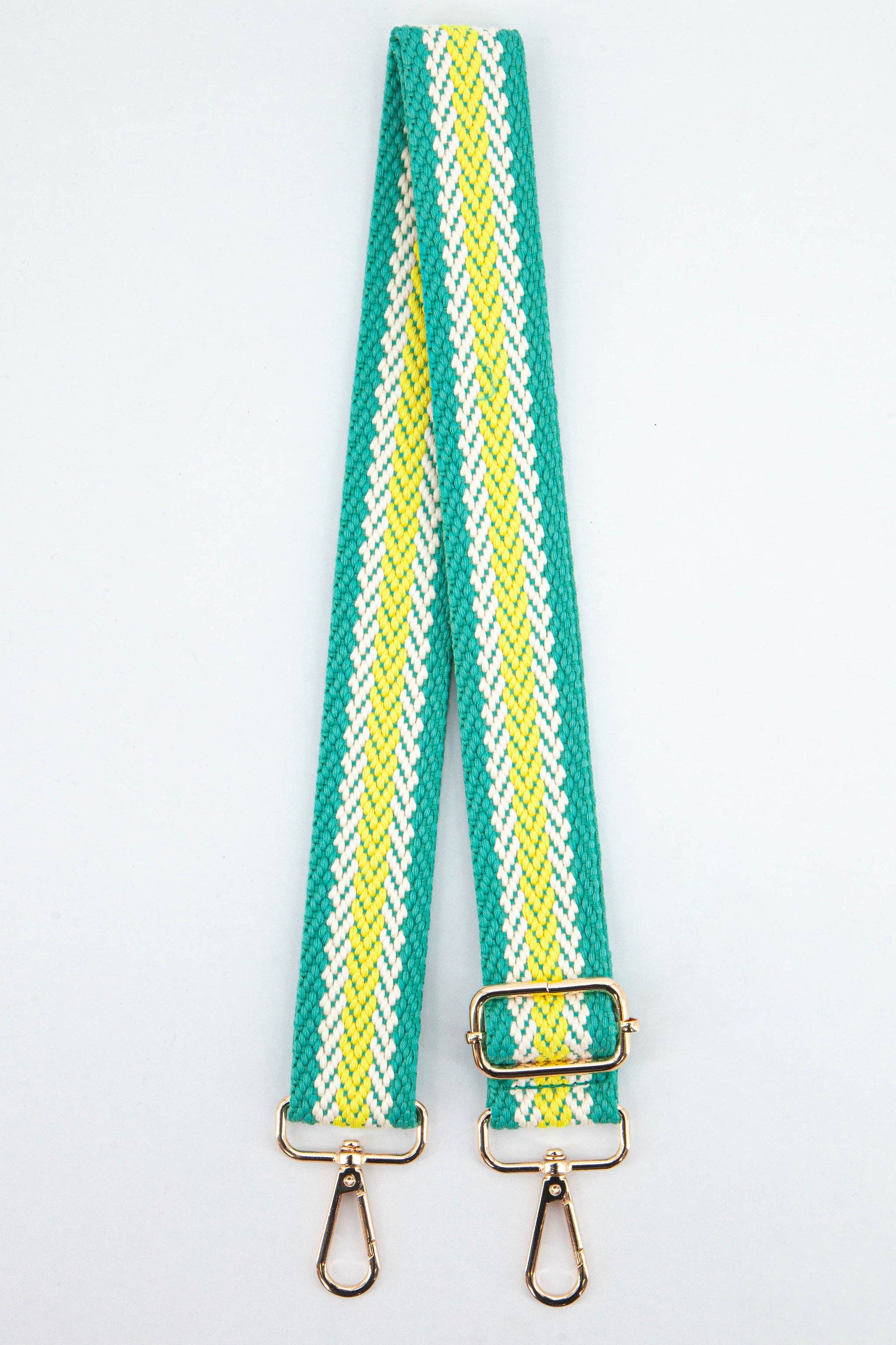 Contrasting Stripes Bag Strap in Turquoise & Lime