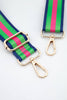 Contrasting Colourblock Striped Bag Strap in Green & Pink