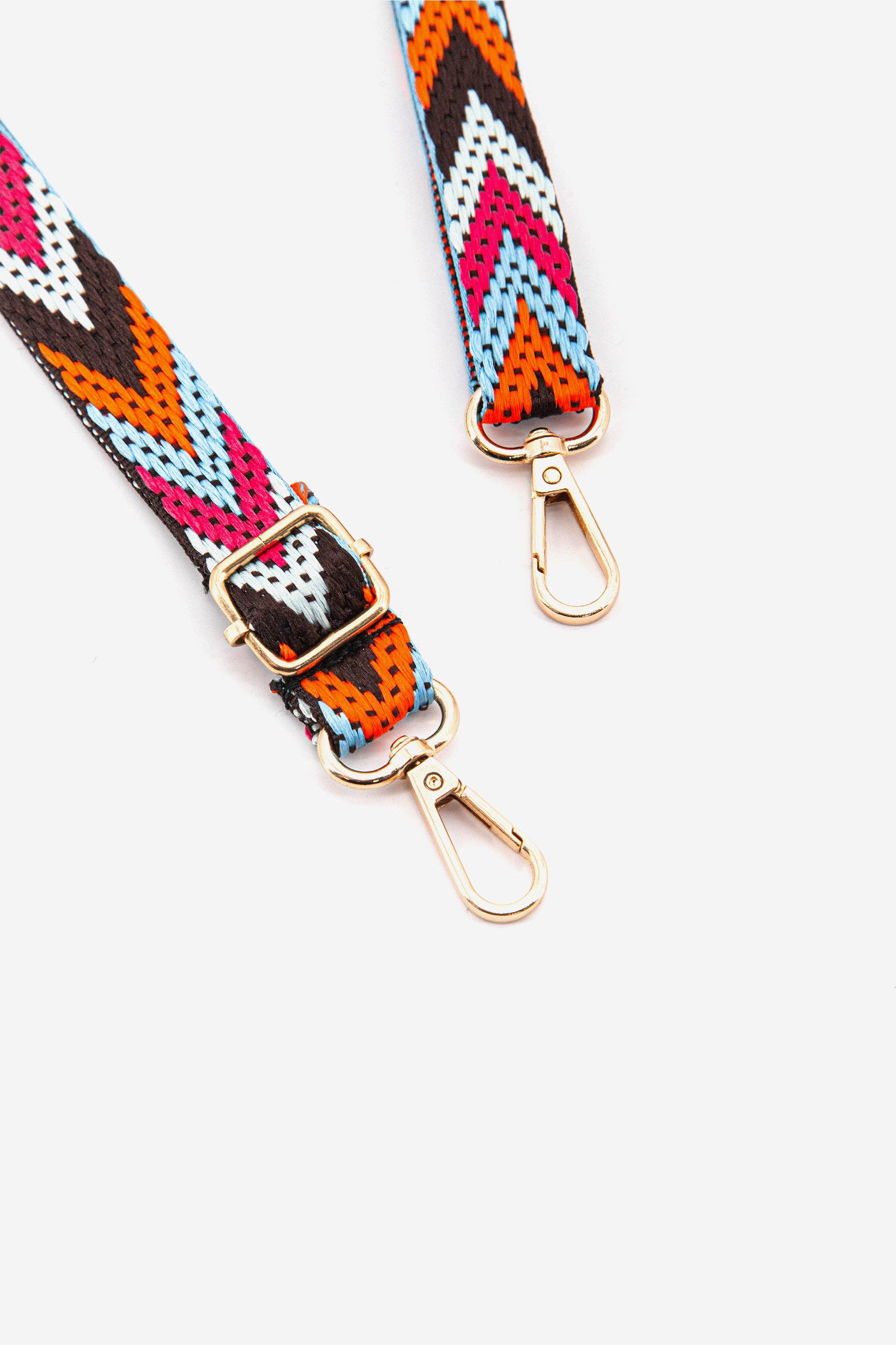 Chevron Print Thin Bag Strap in Orange & Blue