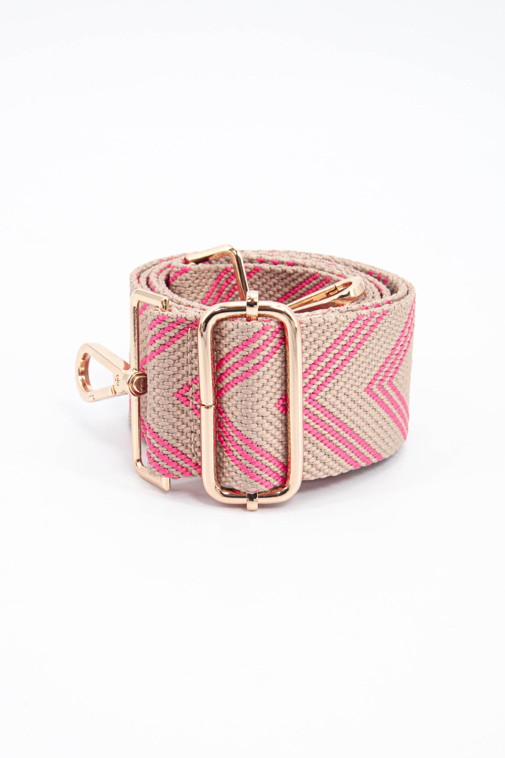 Woven Two Tone Chevron Print Bag Strap in Pink