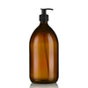 Refillable Amber Glass Bottle with Black Trigger Spray