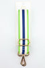 Contrasting Colourblock Striped Bag Strap in Blue & Lime