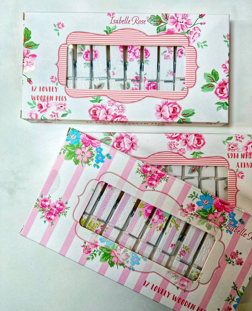 Wooden Pegs Set Lucy Rose 12 Pcs in Box Isabelle Rose