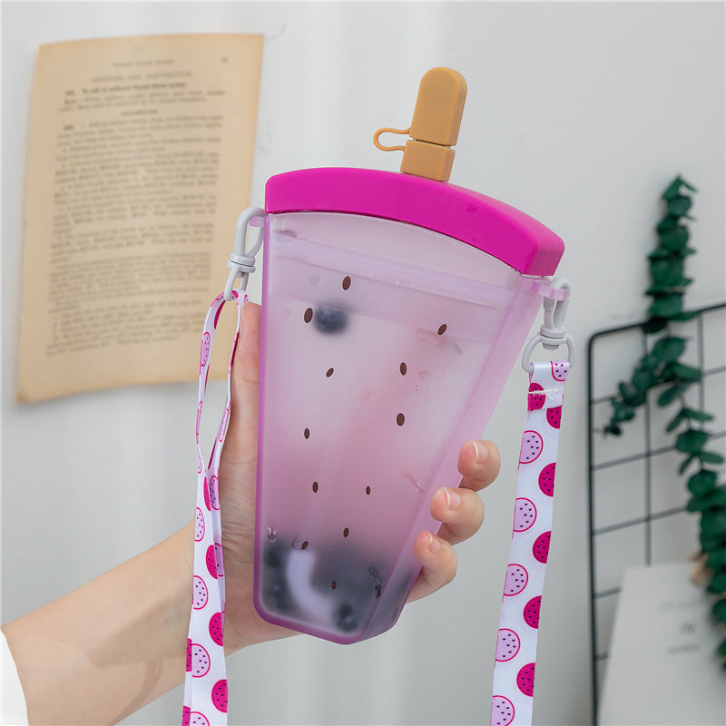 New Fruit Water Bottle, Net Celebrity Straw Cup