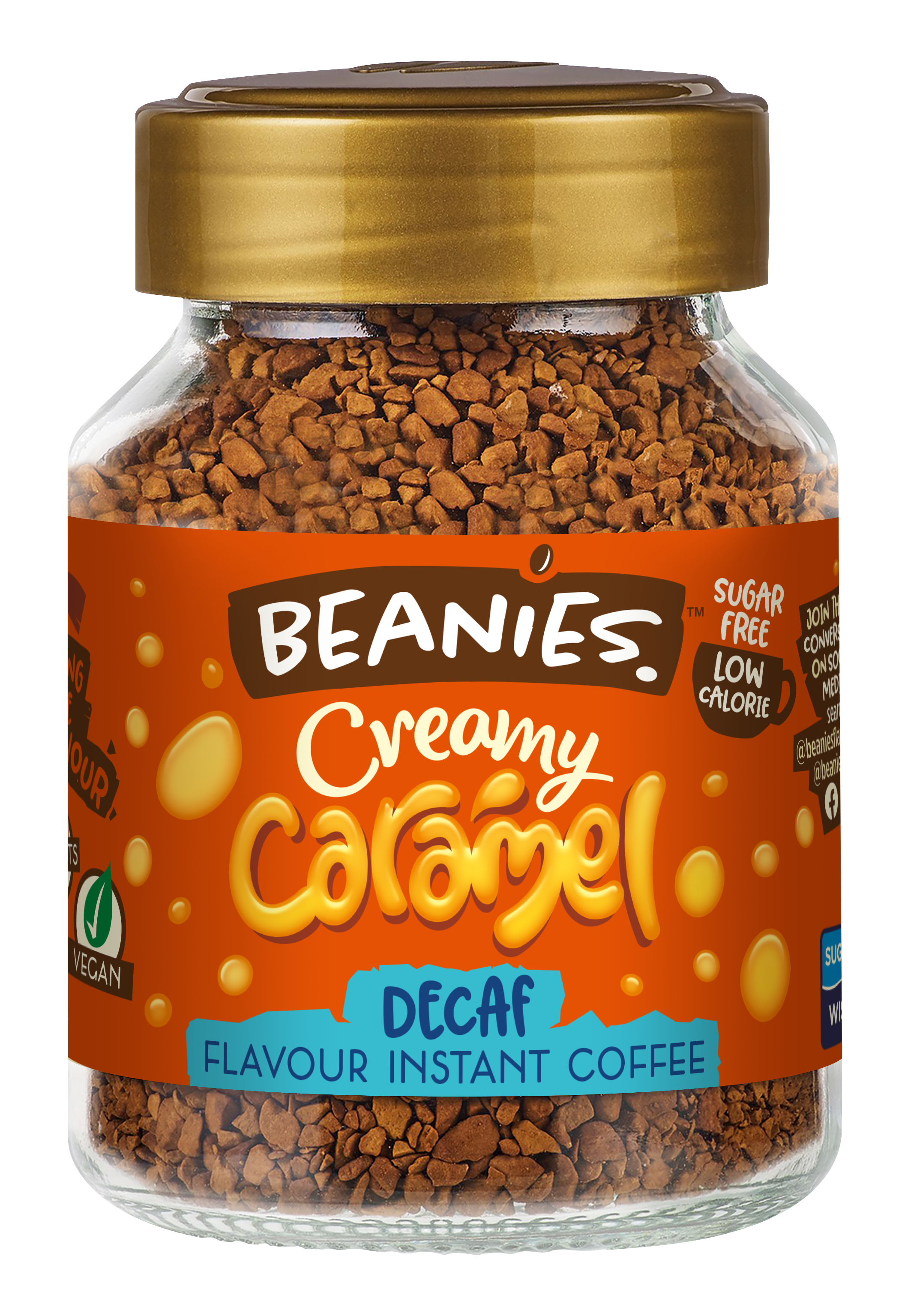 Beanies Decaf 50g Creamy Caramel Instant Flavoured Coffee