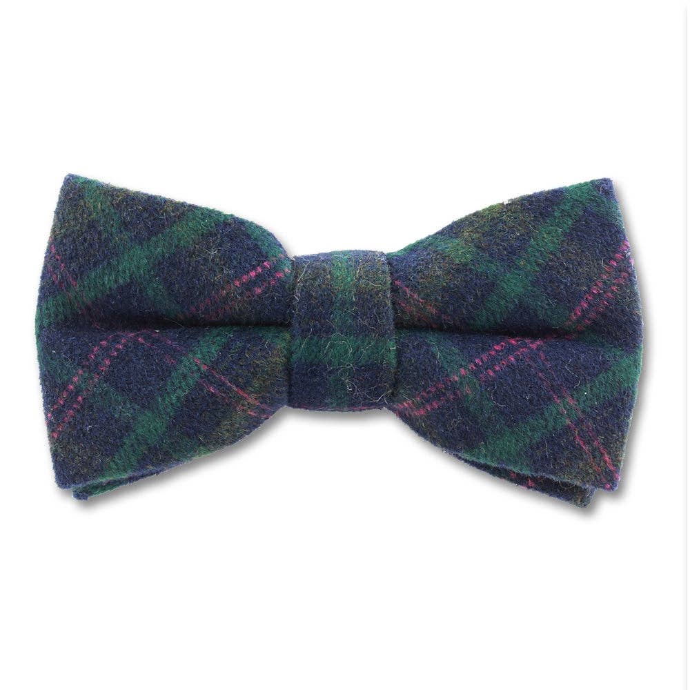 Navy/Green Check Woven Bow Tie