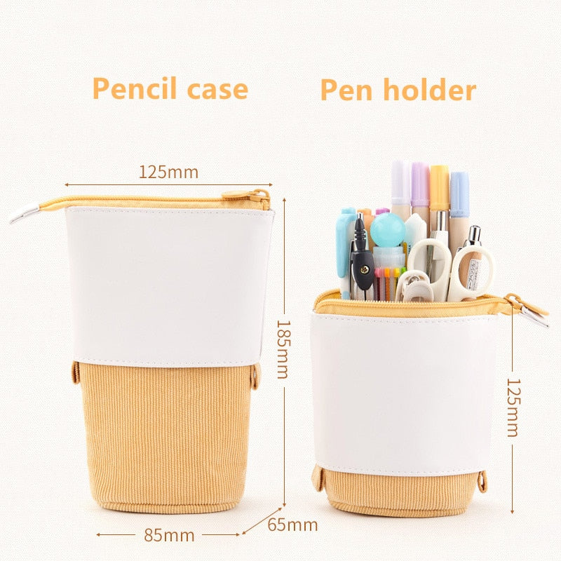 Creative Retractable pencil case, Kawaii Solid color Pen case