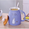 Load image into Gallery viewer, Milk Coffee Ceramic Mug with Lid Spoon Cup Cute Cat Heat-resistant Cup  Kitten Children Cup Office Gifts