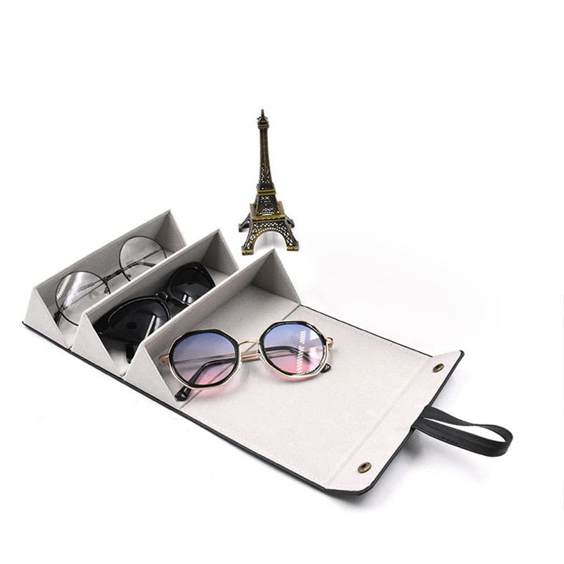 Portable Glasses Organizer Multi-slot Eyeglasses Storage PU Leather Case Sunglasses